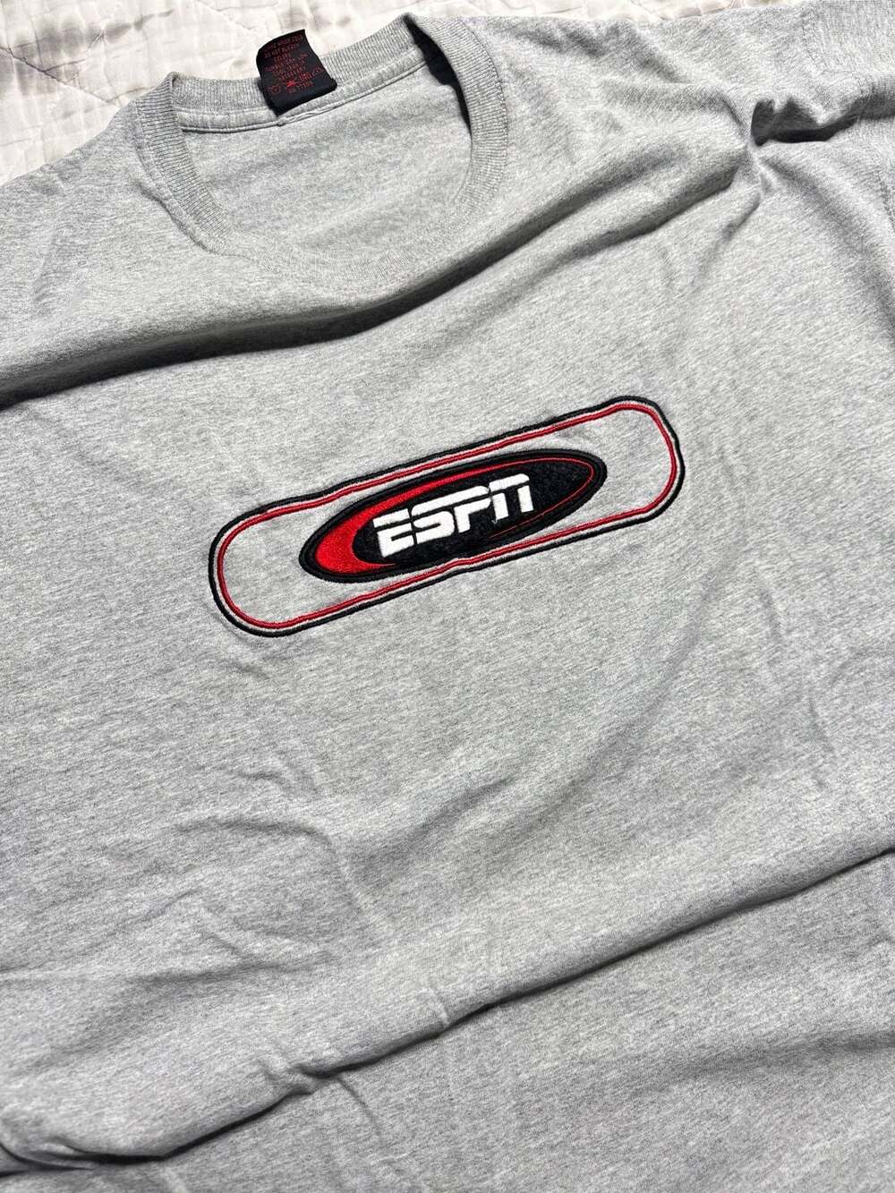 Espn T-Shirt Size XL Gray Embroidered Logo Vintage 90s Short Sleeve